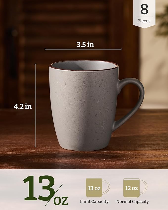 famiware Venus Coffee Mugs Set of 8, 13 oz Ceramic Stoneware Mug Cup Set | - Image 4