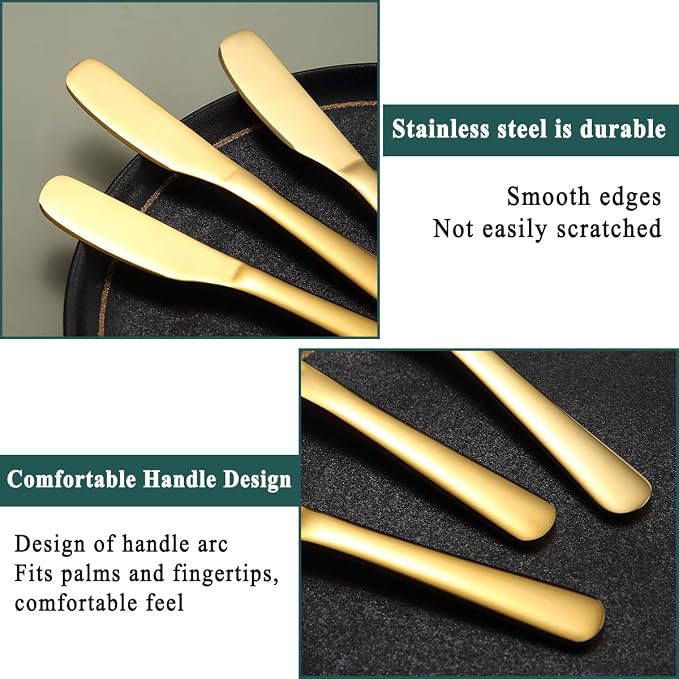 Berglander Butter Knife Spreader 6 Pieces 5.6", Stainless Steel Gold Butter - Image 5