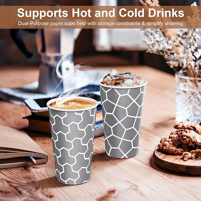 16 oz Paper Cups 180 Pack, Insulated Disposable Hot Cups | Hot and Cold Drinks - Image 3