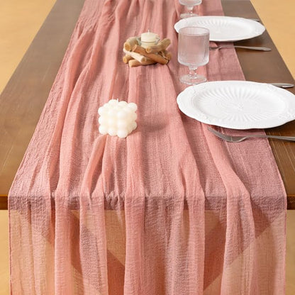 Cheesecloth Table Runner Summer Boho Wedding Shower Party Home Decor | Rose - Image 5