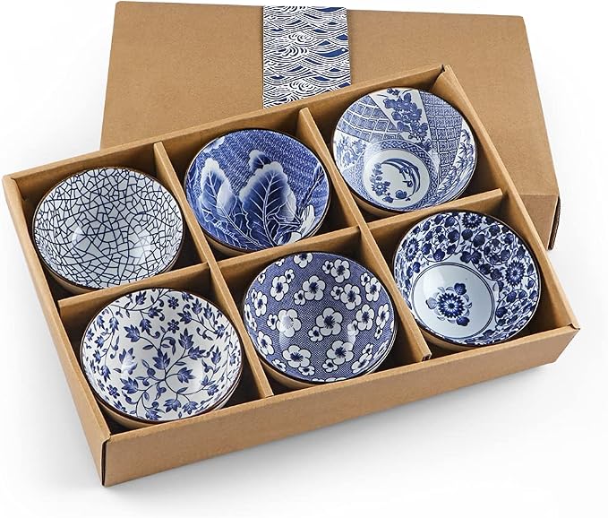 Ceramic Rice Bowls 10 oz, Japanese Style Bowl Gift Set by Sanbege