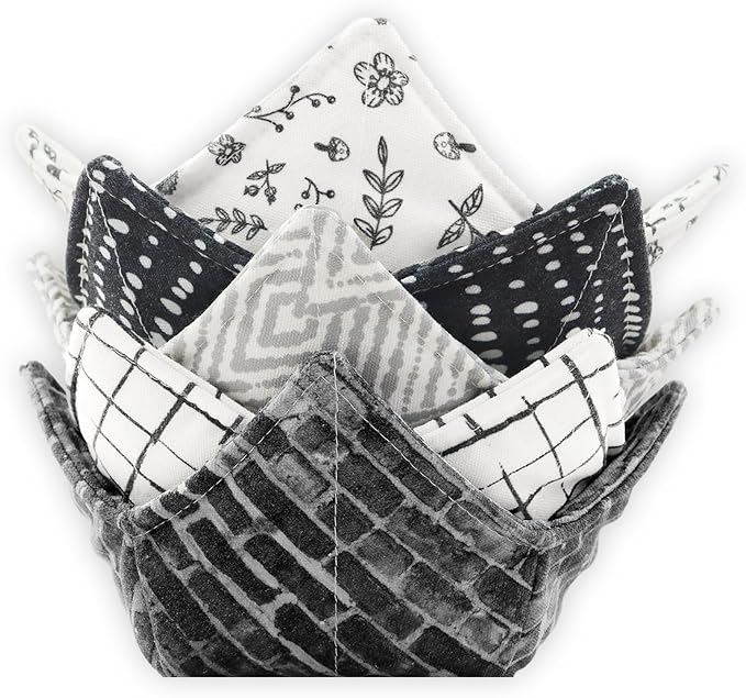 Cotton Microwavable Bowl Cozy, Microwave-Safe Hot Bowl Holders, Soup Bowl Cozy by ROGITU