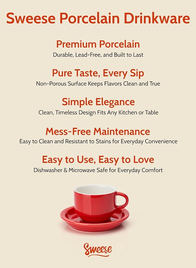 Sweese 2.5 Ounce Porcelain Stackable Espresso Cups - Image 7