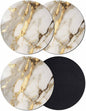 Minimalism Coasters Set of 4, Marble Texture Gold White Crack Stone Abstract by Unknown