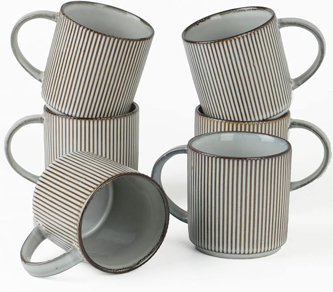 famiware Coffee Mug Set for 6, Star 12 oz Catering Mugs Cup Set by Famiware