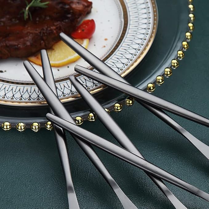 HOMQUEN Dinner Knives 6 Piece, Stainless Steel Matt Black Dinner Knife - Image 7