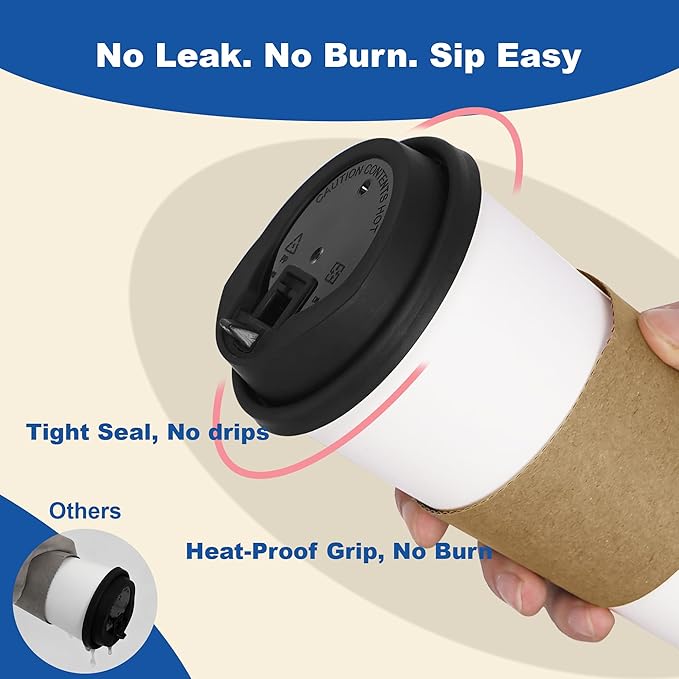 16 oz Coffee Cups + 16 Extra Cups Bulk Disposable To-Go Paper Cups - Image 5