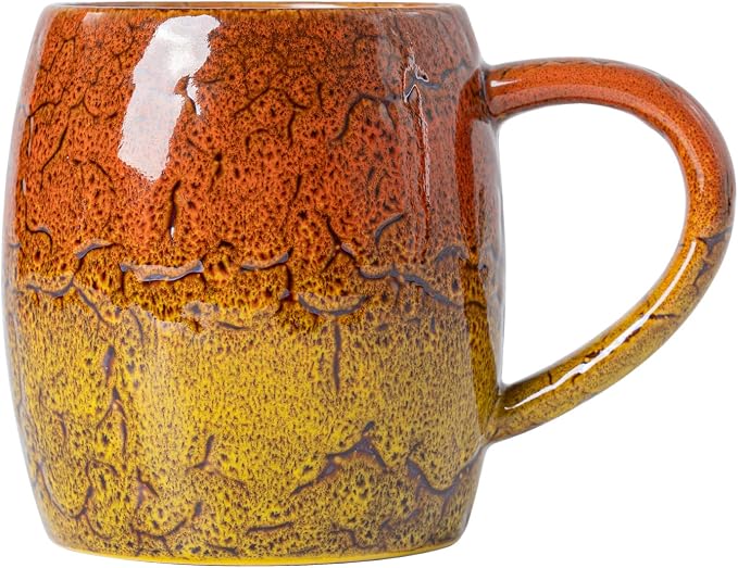 Handmade 22oz Ceramic Coffee Mug, Ergonomic Large Handle, Ideal Gift by XIYUANJI
