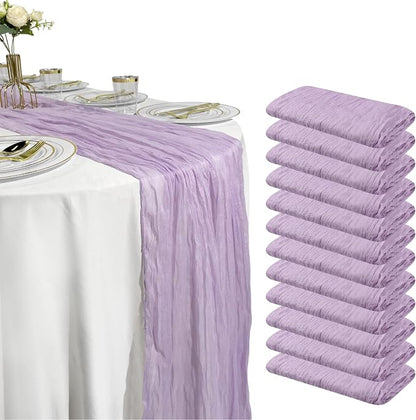 12 Pack Lilac Purple Cheesecloth Table Runner – 10FT x 12pcs Boho Gauze Table - Image 9