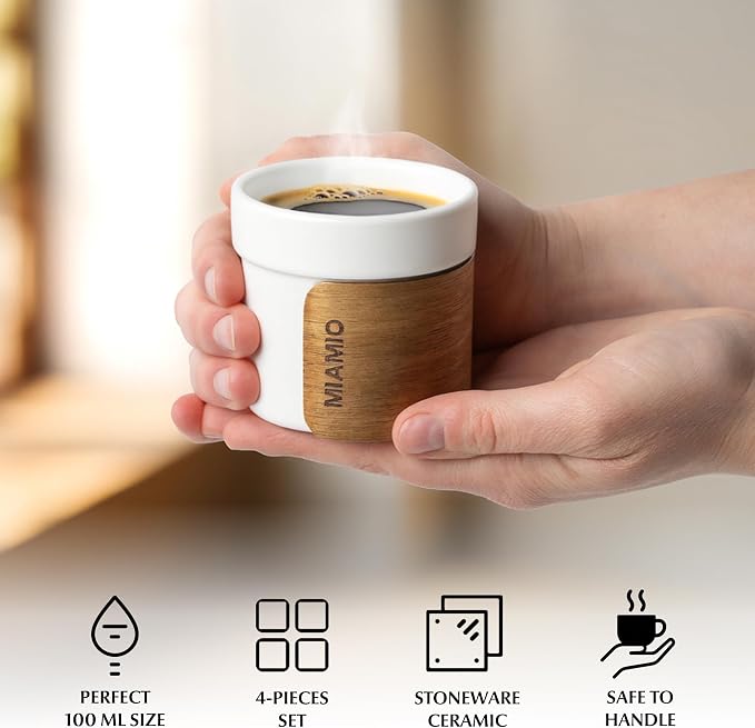MIAMIO – Espresso Cups Set of 4 Japanese Tea Cups Ceramic/Handleless Mug - Image 5