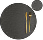 Round Leather Placemats for Round Tables Set of 8, Gray Table Place Mats and Coasters, Washable Easy to Care for Indoor Decor 13" Diameter