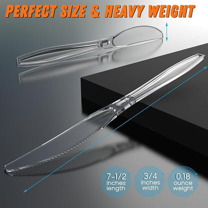 Dipoo 168pc 7.5" Clear Plastic Knives Heavy Duty Upgraded Heat Resistant & BPA - Image 5