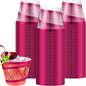 Gejoy 9 oz Rimmed Swirl Plastic Cups Disposable Wine Drinking Cups Clear Elegant Halloween Tumblers for Christmas Party Supplies(Hot Pink,24 Pcs)