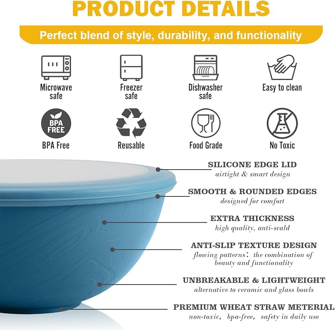 40 OZ Bowls Set of 4, Unbreakable Lightweight Bowls Set - Image 3