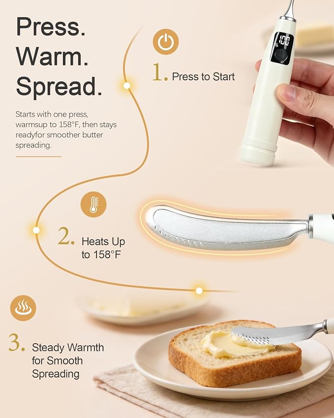 Heated Butter Knife Rechargeable, Electric Butter Spreader - Image 4