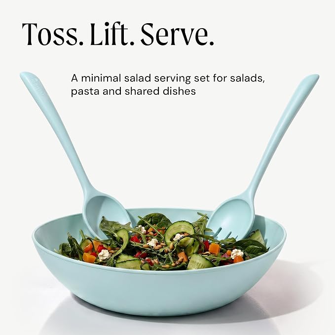 Salad Servers - Spoon and Fork Serving Set, Certified Recycled Food-Safe Plastic - Image 2