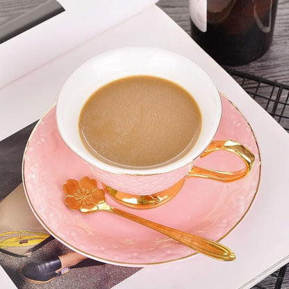 VanEnjoy Pink Vintage 8 Ounces Porcelain Coffee Cup, Tea Cup and Saucer Set and - Image 4