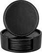 Set of 6 Round Leather Bar Coasters by AUMISKY