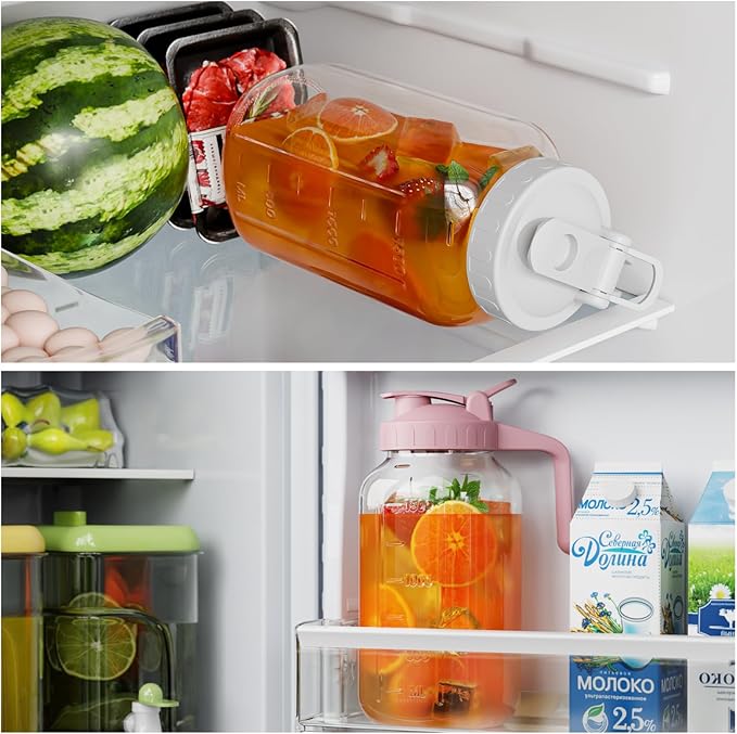 Glass Pitcher with lid, 64 oz Wide Mouth Mason Jar | Dual leak-proof lid - Image 5