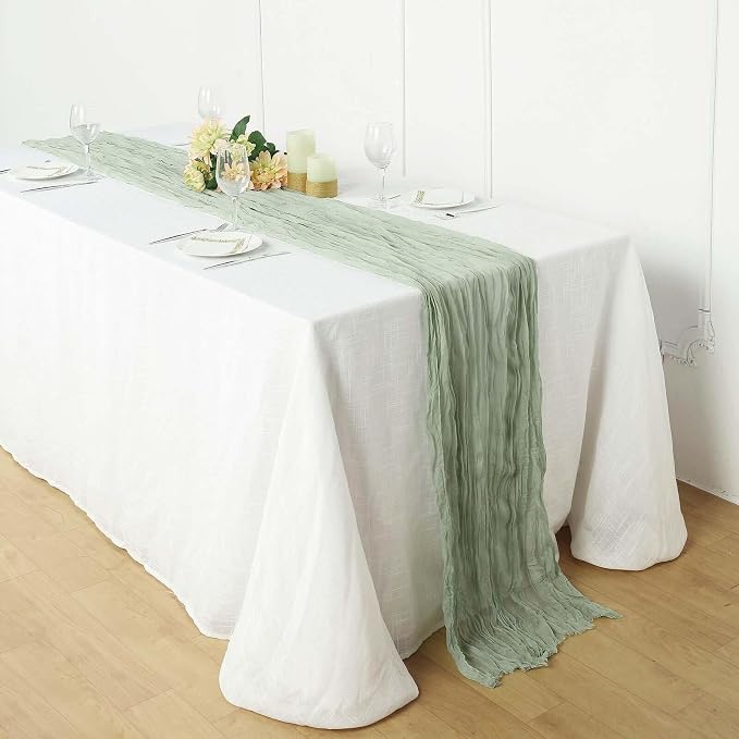 Efavormart 10ft Sage Green Cheesecloth Table Runner by efavormart