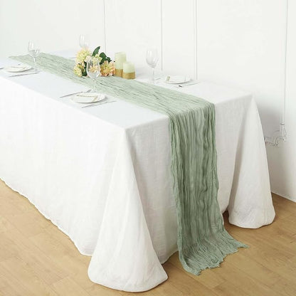 Efavormart 10ft Sage Green Cheesecloth Table Runner by efavormart