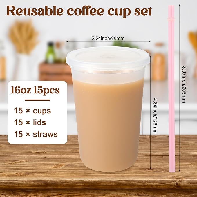 Lounsweer 15 Pcs Clear Reusable Cups - Image 3