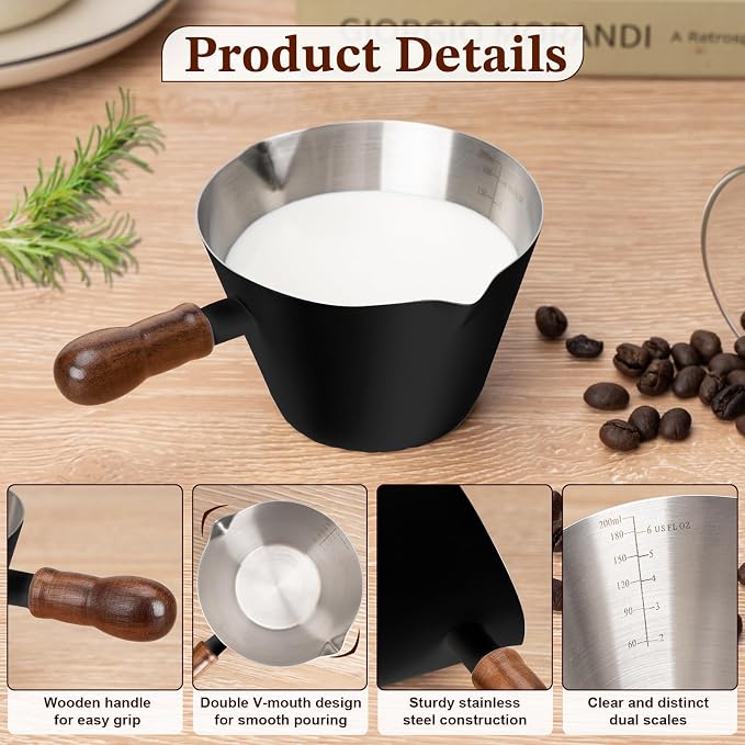 Amrules Espresso Cup, 6.8 oz/200 ml Stainless Steel Coffee Shot Measuring Cup - Image 3