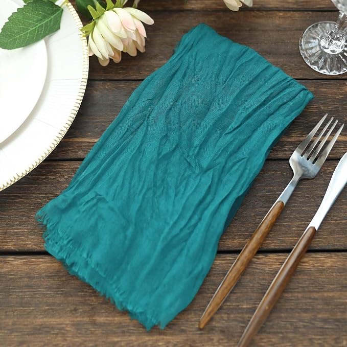 Efavormart 5 Pack 24"x19" Peacock Teal Matte Gauze Cheesecloth Napkins - Image 8