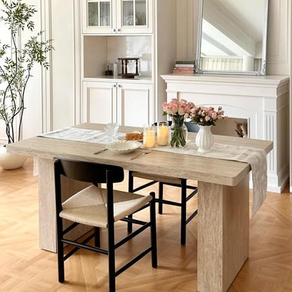Beige Table Runner, Cotton Polyester Kitchen Dining Table Decoration - Image 6