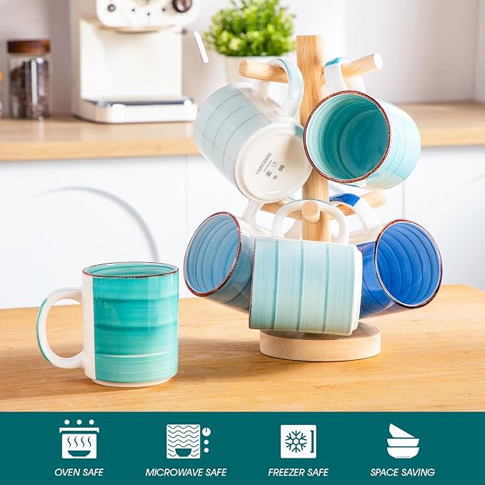 vancasso Bonita Ceramic Coffee Mug Set of 6, 16 Oz Coffee Cups - Image 4
