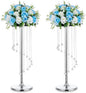 Nuptio 2 Pcs 27.6inch Tall Wedding Centerpieces Silver Vases Crystal Flower Vase Metal Flowers Stand for Party Tables Decorations - Elegant Bulk Weddings Decoration Table Chandelier Centerpiece stands