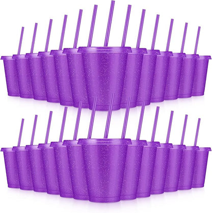 24 Pcs Plastic Tumblers with Lids and Straws, Reusable Cups with Lids Plastic by LEIFEOSH