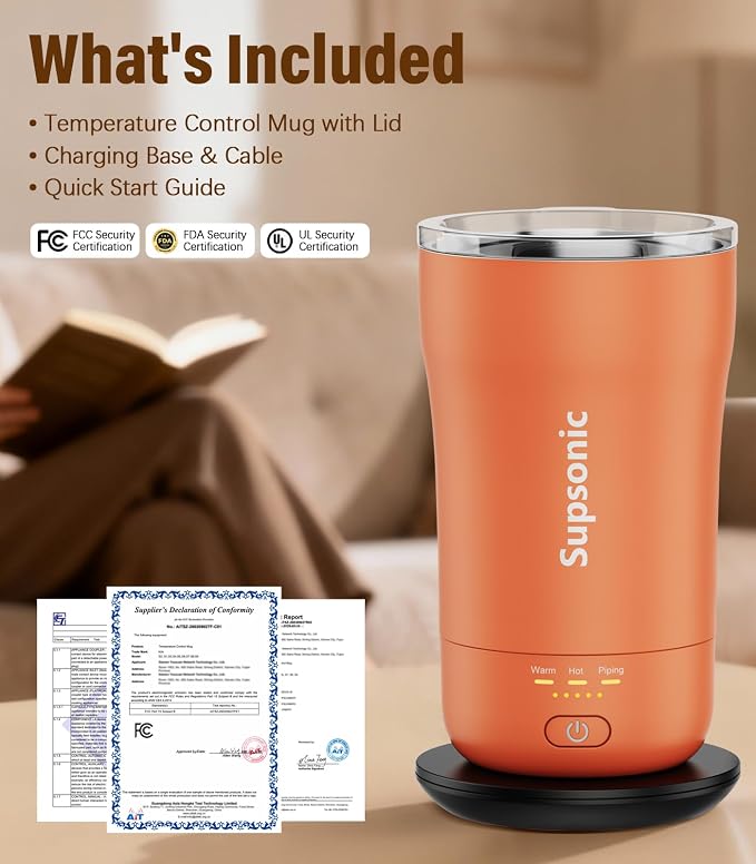Supsonic Heated Coffee Mug, 14oz Smart Constant Temperature Travel Mug | Heat - Image 8