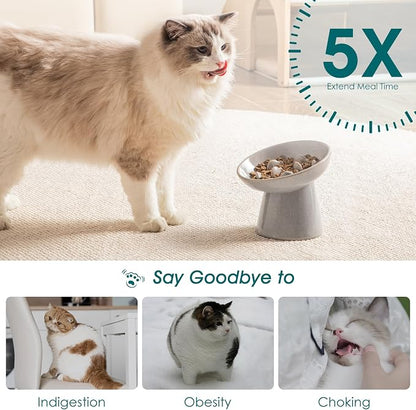 vancasso Ceramic Slow Feeder Cat Bowl, 6.25 Inch Elevated Cat Slow Feeder Bowl - Image 4