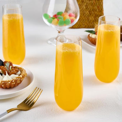 FOCUSLINE 24 Pack 9 Oz Clear Plastic Champagne Flutes, Stemless Plastic - Image 6