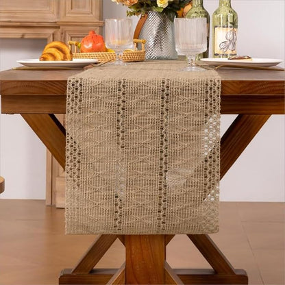 Burlap Boho Table Runner for Boho Chic Home Decor 48 Inches Long, Modern - Image 5