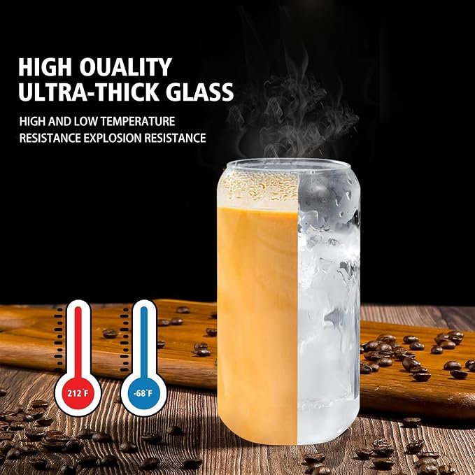 20oz Glass Cups with Lids and Straws Set of 4 – Aesthetic Large Iced Coffee - Image 8