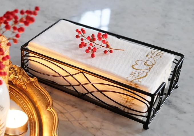 Black Elegant Sturdy Guest Napkin Holder | Disposable Paper Hand Towel Storage by ChezJuJu