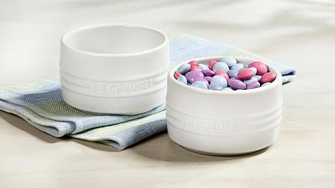 Le Creuset Stoneware Round Ramekin Straight Wall Set of 2, 7 oz. Each, Cerise
