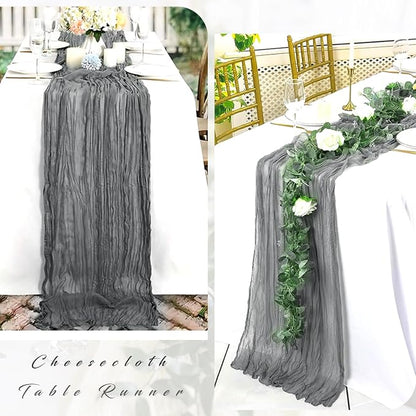 6 Pcs Gray 35 x 120 Inches Long Cheesecloth Table Runner 10FT Runner - Image 5