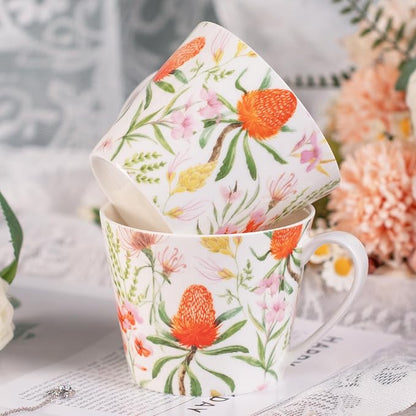 KAMMAK Bone China Coffee Mugs, 16oz Floral Tea Cups - Image 6
