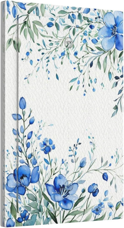 Light Switch Cover Blue Watercolor Flowers Retro Floral Leaves Wall Plate Cover 1 Gang Blank No Device Decorative Outlet Covers Electrical Switchplate for Bathroom Bedroom Decor
