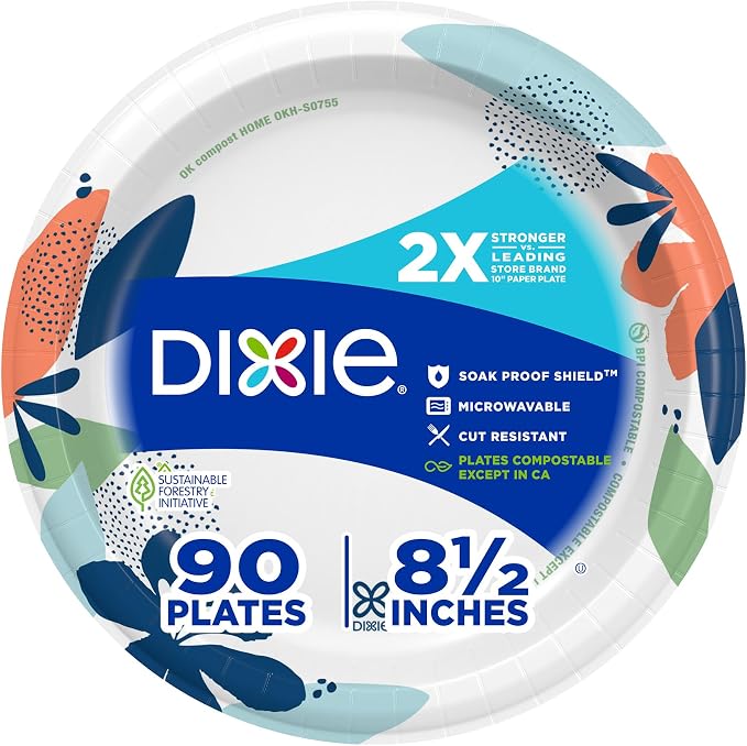 Dixie Medium Paper Plates, 8.5 Inch, 2X Stronger*, Microwave-Safe, Soak-Proof by Unknown