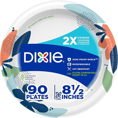 Dixie Medium Paper Plates, 8.5 Inch, 2X Stronger*, Microwave-Safe, Soak-Proof by Unknown