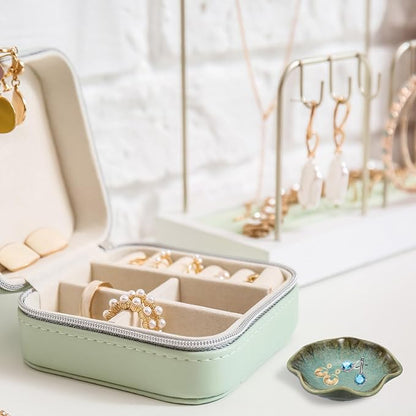 uxcell 1Pcs Ceramics Jewelry Plate, Lotus Leaf Shape Key Holder Bowl for Entryway Table Decor Small Ring Tray Dish Gift for Women Girlfriend, Grass Green