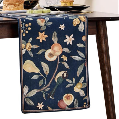 bilin gaier Designer Vintage Linen Long Table Runner, Floral Pattern, Dining by bilingaier