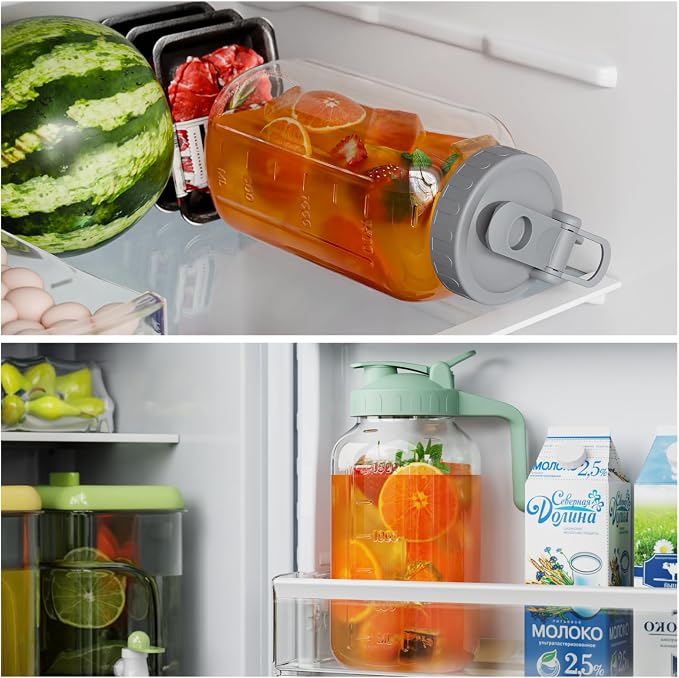 Glass Pitcher with lid, 64 oz Wide Mouth Mason Jar | Dual leak-proof lid - Image 5