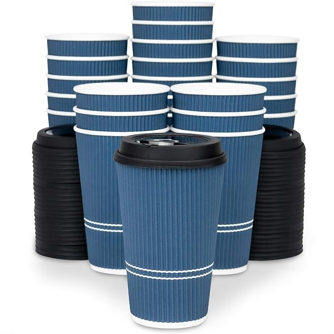 Disposable Coffee Cups With Lids - 16 oz To Go Coffee Cup. Large Travel Cups - Image 2