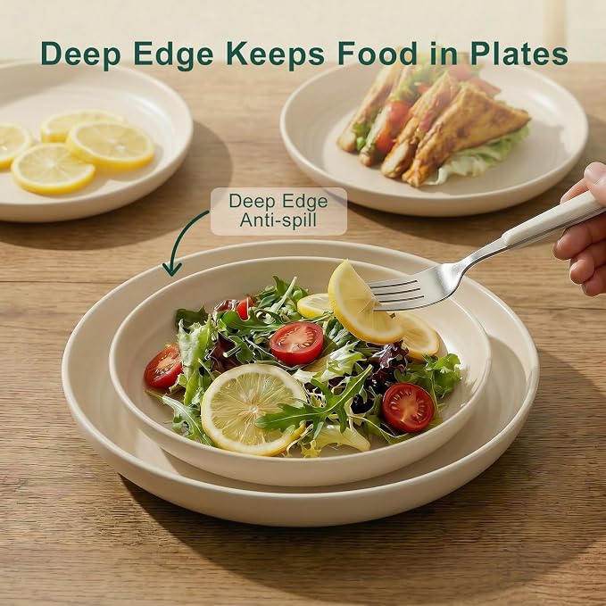 Dishes Set for 8, Wheat Straw Dinnerware Sets 40 Piece, Unbreakable Bowls and - Image 6