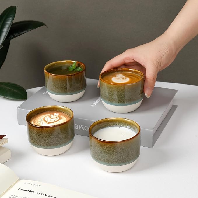 Ceramic Espresso Cups Set, Espresso Coffee Mugs, Special Glazed Demitasse Cups - Image 4